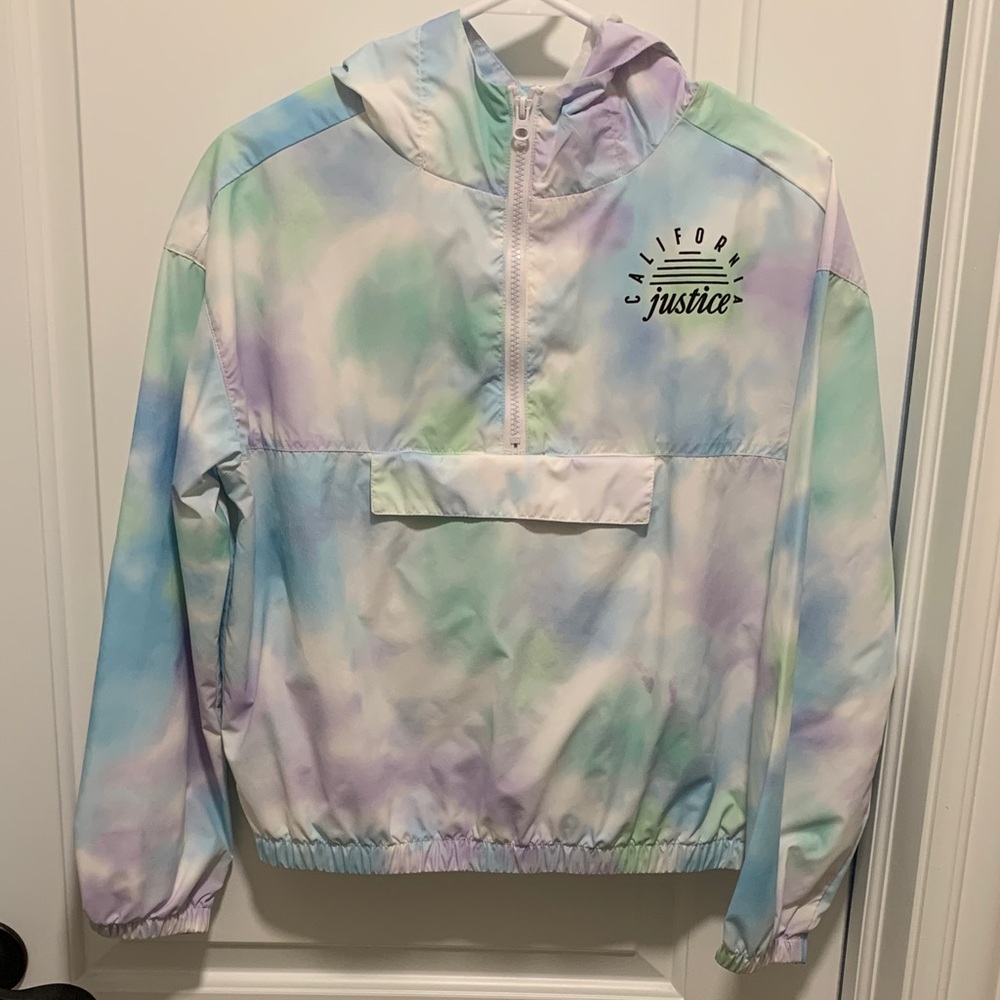 Justice Pastel Tie-Dye Raincoat for Kids. Size:14/16. Pre-owned.